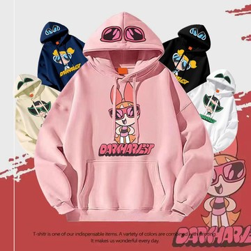 🎉타이완 현물🎉正韓飛天小女警帽T 美式帽T oversize連帽衛衣卡通可愛帽踢寬鬆連帽衫下半身失蹤連帽大學t情侶裝