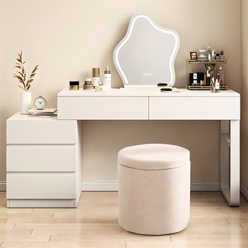 Moneyfull 馬卡龍收納化妝台布面椅凳  淺褐色  1個