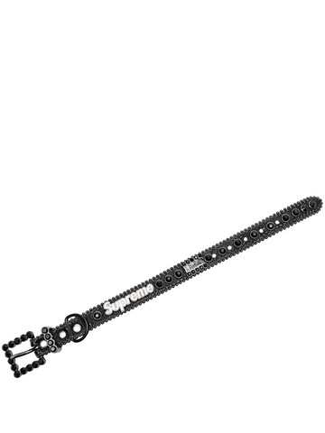 Supreme - B.B. Simon studded dog collar - unisex - Leather/Crystal/Metal - S - Black
