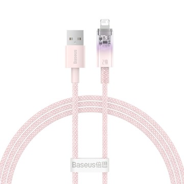 Baseus 倍思 探索者系列 智慧溫控快充傳輸線 USB-iPhone 2.4A  1m  1條  粉色