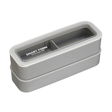 Lustroware 岩崎 兩段式防油汙微波便當盒 Set  淺灰色  1組