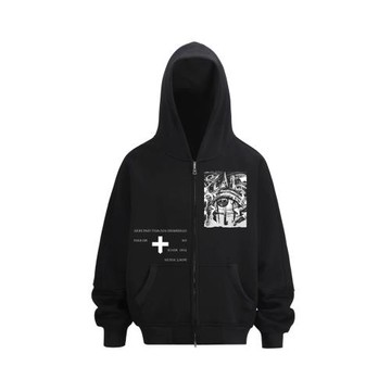 FALSE TEARS【眼睛里的世界】重磅拉鏈連帽外套加絨男女同款秋冬