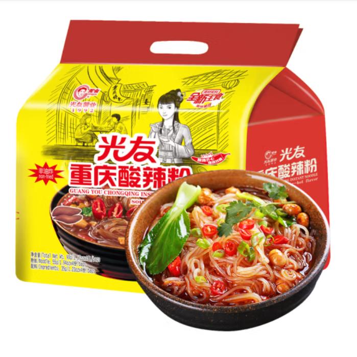 光友 重慶酸辣粉 90g*4食入   即席春雨  酸っぱくて辛い春雨麺 インスタント 中華麺