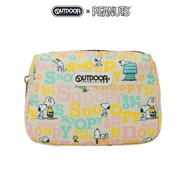 【OUTDOOR】SNOOPY聯名款字母版化妝包-奶茶色 ODP19E04BE
