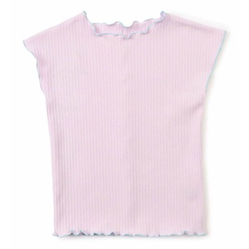 日本 BREEZE - 柔軟木耳邊羅紋無袖上衣-薰衣草紫