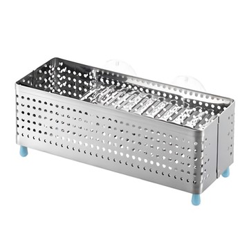 YOSHIKAWA 吉川 不鏽鋼三合一清潔海綿架 多功能收納 瀝水通風  銀色  1個