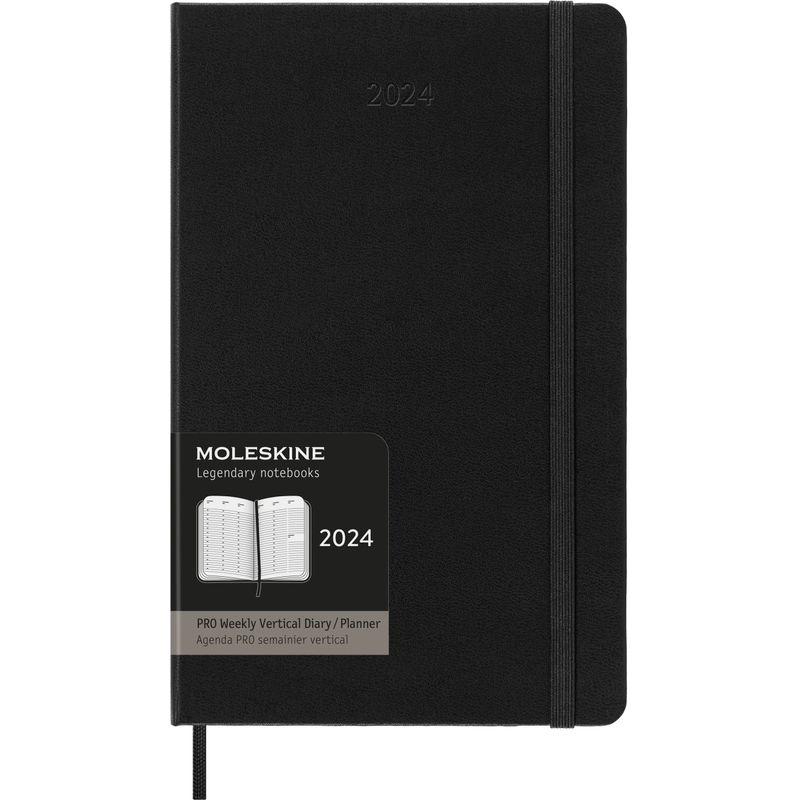 Moleskine 2024 Pro Vertical Weekly Planner, 12M, Large, Black, Hard Co