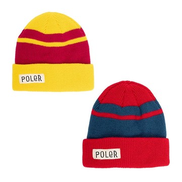 布標反摺毛帽- 雙色 (共2色) 紅藍