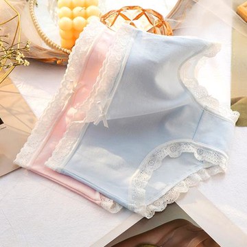 蜜曼琪內褲女純棉大碼中高腰透氣蕾絲胖mm少女日系200斤夏季薄款