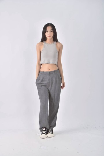 (L) 高腰混色灰色長褲