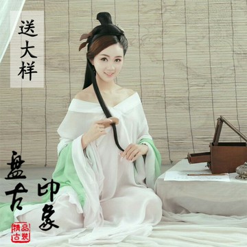 影樓攝影寫真女古裝主題性感古裝清新淡雅唯美綠演出服裝 淚紅妝