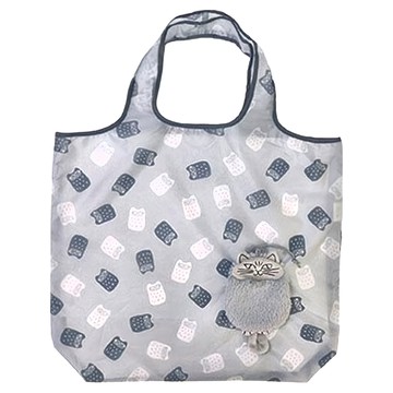 LISA LARSON 貓咪造型環保袋  灰色  尺寸約48 x 60（包括手柄）x 1cm 存放時：約18 x 10 x 4cm