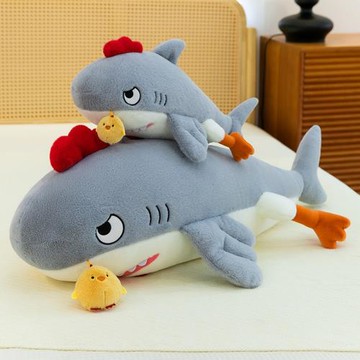 跨境新款紅唇鯊魚雞公仔跨境大嘴鯊魚雞毛絨玩具海洋動物抱枕玩偶
