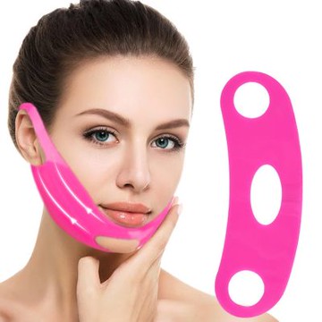 大友los2295新款法令紋提拉帶臉貼耳貼提拉淡化細紋玫瑰粉彈力軟硅膠臉繃帶