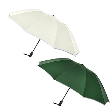 鋁合金10骨自動反向摺疊傘 Set  超輕390克 收傘不濕 升級反光條 大傘面2-3人  森林綠 + 奶茶色