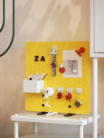 洞洞板置物架 桌面洞洞板置物架免打孔可立隔板金屬圓孔辦公室書桌上裝飾收納架『XY14074』