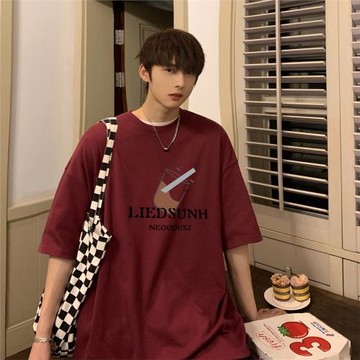 短袖男款夏季薄款速干五分袖t恤美式復古半袖體恤男生寬松上衣潮