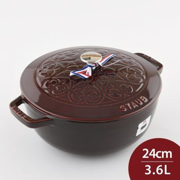 Staub 水滴形多功能高深燉鍋 24cm 3.6L 石榴紅 法國製 鑄鐵鍋 湯鍋 (電磁爐 IH爐可用)
