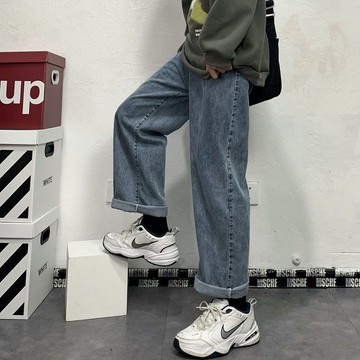 【台灣出貨】 【4.6萬人收藏】復古牛仔褲男直筒寬鬆闊腿老爹褲潮牌ins港風韓版潮流原宿九分褲