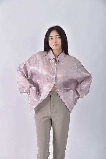 (F) 【作珩私服】meier q質感緞面紫色長袖上衣