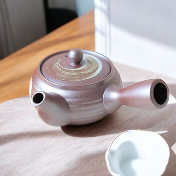 現貨 日本製萬古燒側把陶瓷茶壺330ml 白刷毛目 茶壺濾網一體成型 泡茶壺陶瓷 茶具 日本茶壺 日式茶壺 日本進口
