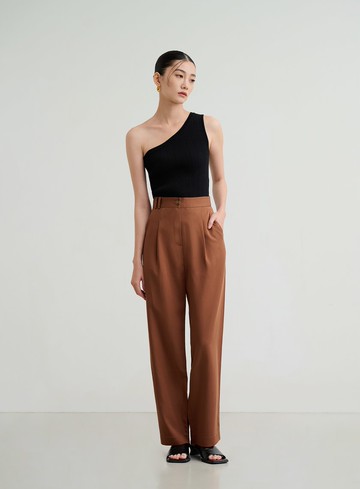 啞光絲滑打摺直筒褲