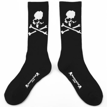 MASTERMIND JAPAN純黑色襪子女ins潮牌可愛日系高筒襪男運動長襪