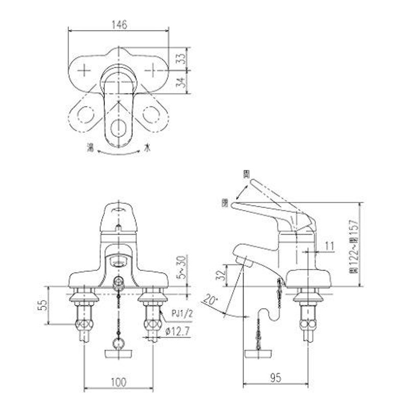 LIXIL(リクシル) INAX 洗面用 台付 シングルレバー混合水栓 ゴム栓式