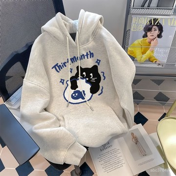 免運 寬鬆連帽衛衣 秋冬季美式復古休閒長袖T恤潮牌簡約 上衣 帽T長袖衛衣