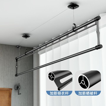 手搖晾衣桿 自動晾曬衣架 晾衣架 單桿手搖升降晾衣架小陽台曬衣架手搖器單拍晾衣桿室內頂裝曬被涼『FY01081』