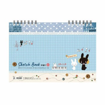 美加美 素描本 8K 380x260mm 鍵盤藍兔 6本/組 AF5547-8K【領券滿額再折千12/31止】