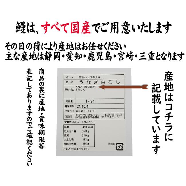 手焼き　お値打ちサイズ　国産鰻白むし２パック　送料無料　冷蔵クール便