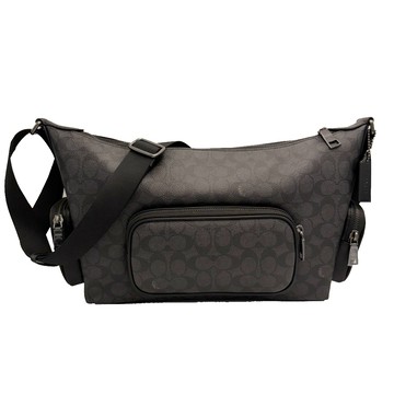 【COACH】2026新款 FINN C LOGO男中性款船型斜背包(黑灰)