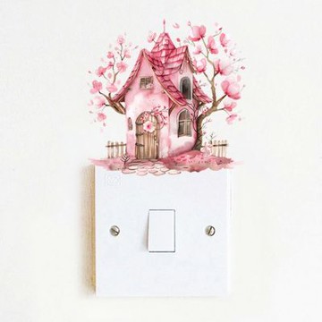 【MR.ZAKKA】創意萬用裝飾貼紙-植物主題 粉色花朵小屋 居家布置 DIY可移式壁貼 無痕壁貼 牆貼