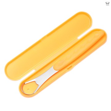 舌苔清潔器不鏽鋼套裝刮舌器舌頭刷成人除口臭刮舌板口腔護理工具 桔色