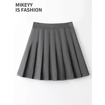 灰色百褶裙女2025春夏新款高腰a字秋冬毛呢半身裙子小個子JK短裙