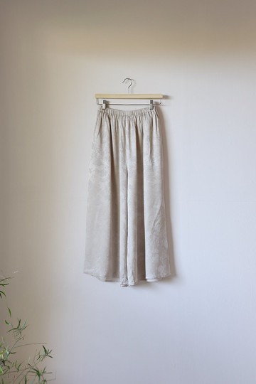 銀白月光 寬松大碼 銅氨絲混紡提花 闊腿九分褲