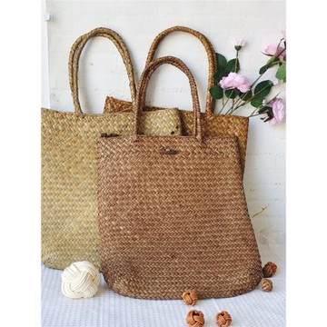 田園風手工編織草編手提包單肩包手拎包手提花籃編織袋拍攝道具