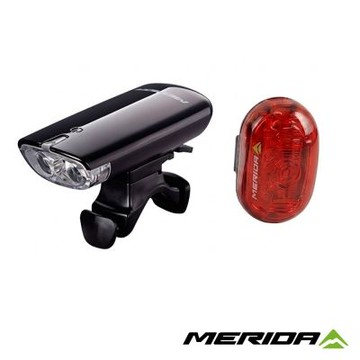 《MERIDA》美利達高亮度前後燈組 黑色 (警示燈/車燈/夜騎/安全/自行車/單車 )