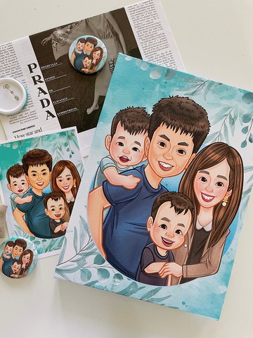 你好Q (彩色/4人)。客製化/電繪/Q版/人像寵物/畫像/似顏繪