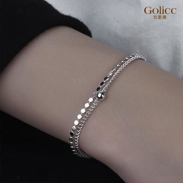 【Golicc】  嘻哈 金屬 雙層 手鍊(首飾 飾品 手鍊 手環 手繩 韓國 情人節 母親節 七夕 生日禮物)