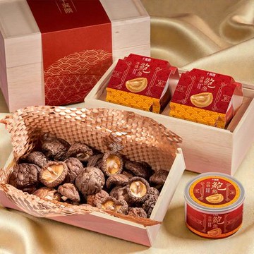 【十翼饌】年年有餘鮑魚香菇雙層禮盒x1盒入 附提袋(春節/送禮/伴手禮/過年)