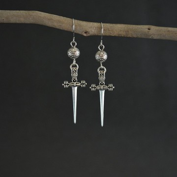 匕首耳環 銀劍女巫耳環 黑暗匕首女巫耳環