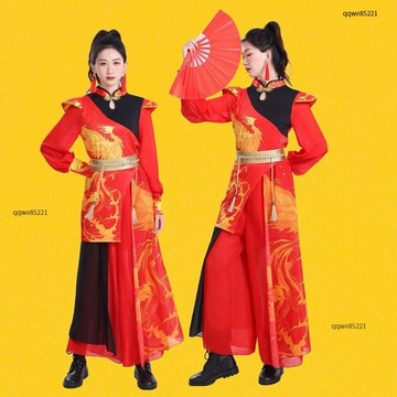 【台灣出貨】演出服 打鼓服成人演出服鑼鼓隊腰鼓秧歌廣場舞蹈服國潮喜慶鼓舞套裝新款 表演服 COS服