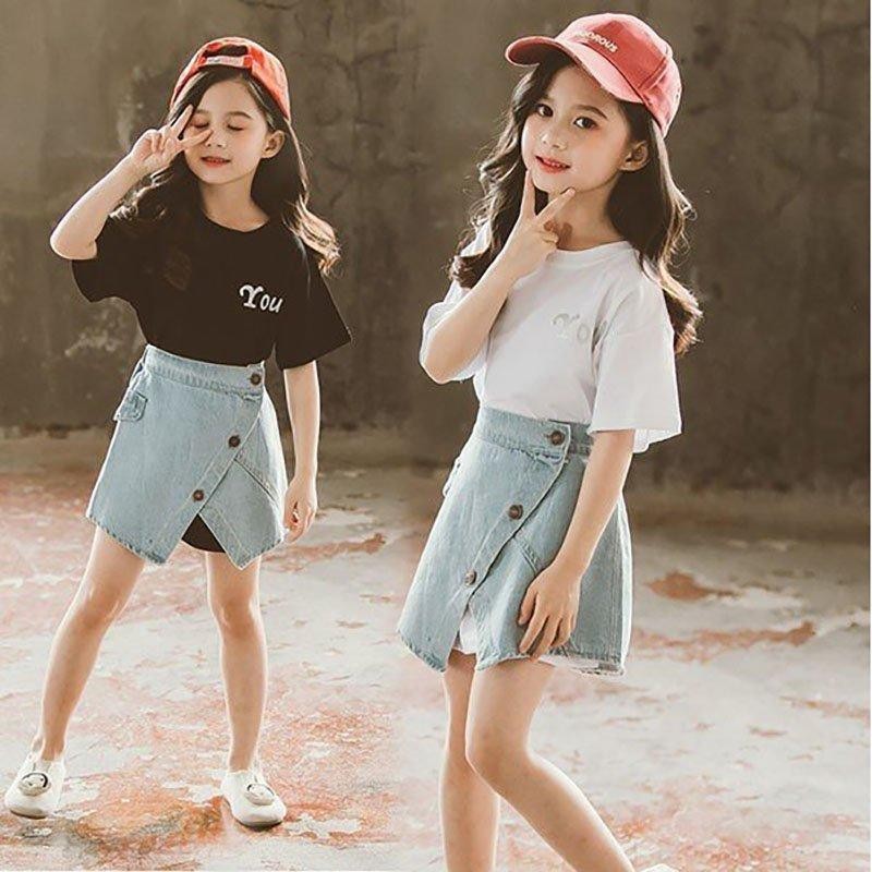 韓国子供服 セットアップ 女の子 夏服 2点セット Tシャツ デニム