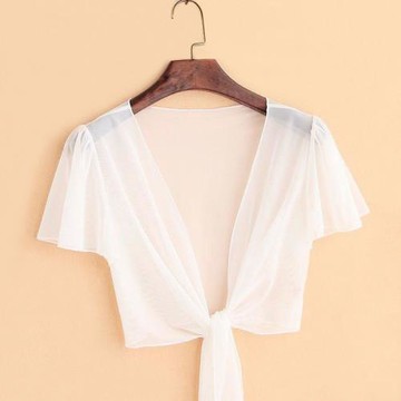 小披肩夏百搭網紗大碼女裝胖mm短款開衫裙子外搭超薄款夏天小坎肩