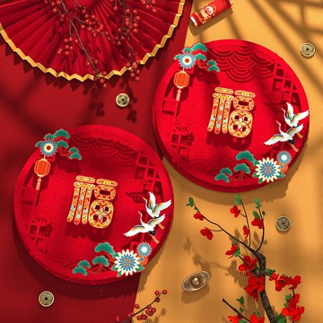 🔥臺灣出貨🔥2026新年圓形福字帖3d立體馬年門貼裝扮春節客廳喜慶裝飾品