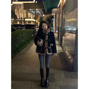 小香風羊羔毛短外套女韓版寬松小個子加厚棉衣機車服冬季2024新款