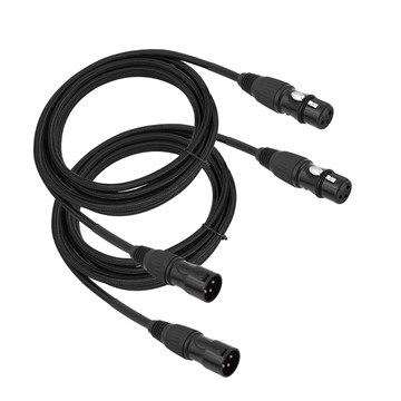 2件裝 10英尺(約3米) XLR 電纜 音頻配件 6mm線材雙層屏蔽線 鋅合金外殼鍍金插頭適用於麥克風電源/錄音筆/有