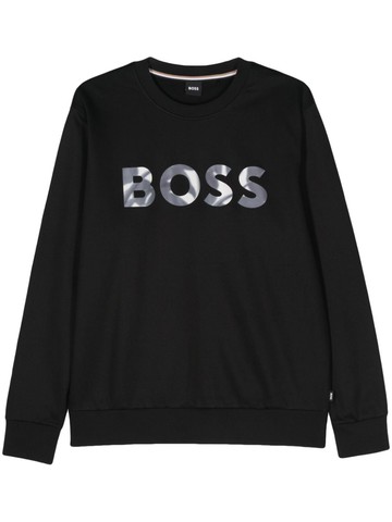 BOSS - logo-print cotton sweatshirt - men - Cotton - XL - Black